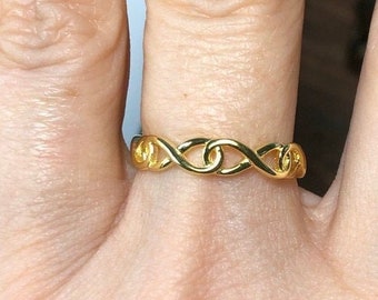 Yellow Gold Infinity Forever Full Eternity Ring - Wedding Band