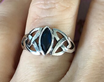 Size 8 Blue Topaz Sterling Silver Ring New Vintage Wholesale Celtic Knot
