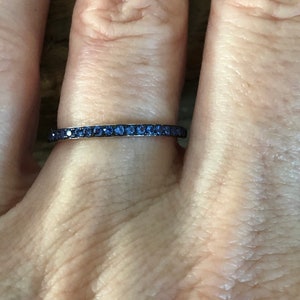 Natural Blue Sapphire 3/4 Eternity Wedding Band Stacking Ring