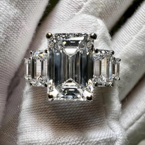 Certified 3CT Emerald Cut G VVS2 3EX Lab Grown Diamond Engagement Anniversary Ring