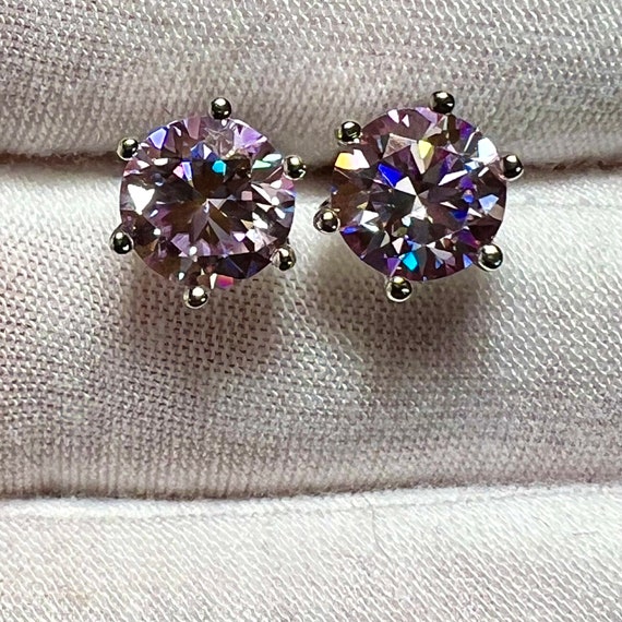 Purple diamond stud earrings deals