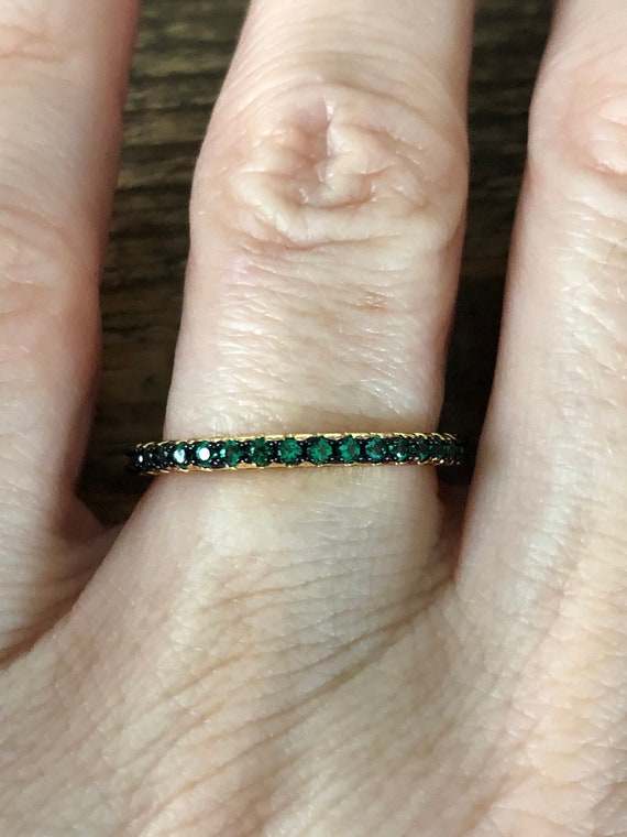 Vintage Natural Green Emerald Full Eternity Weddin