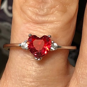 Natural Faceted Watermelon Tourmaline Heart Cut Ring