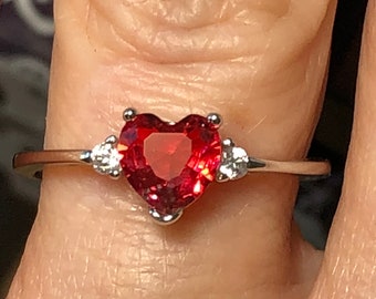 Natural Faceted Watermelon Tourmaline Heart Cut Ring