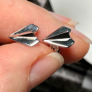 925 Sterling Silver Paper Airplane Stud Earrings