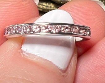 Natural Light Purple Amethyst 3mm Channel Set Full Eternity Ring - Wedding Band - Amethyst Stacking Ring