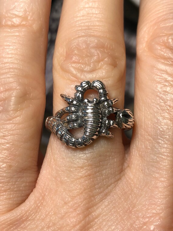 Black Onyx Scorpion Ring Power of Change Etsy