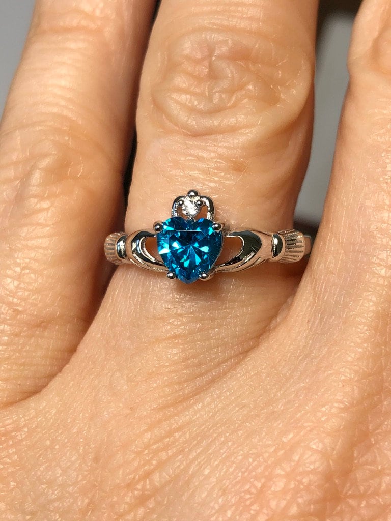 Blue topaz claddagh ring sale