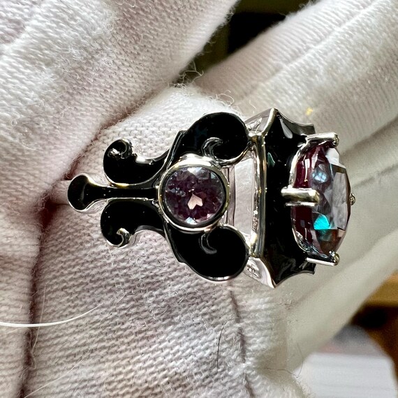 10K Gold French Rococo Lab Grown Color Changing Alexandrite