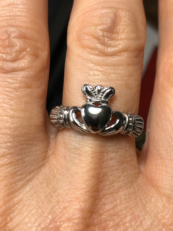 Irish Ring | 14k White Gold Diamond Love Loyalty Friendship Birthstone Claddagh  Ring at IrishShop.com | IJSH14L90W