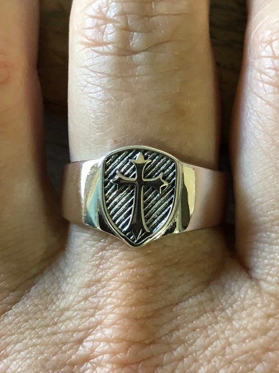 Vintage Italian Medieval Cross Ring - image 1