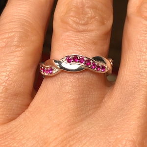 Natural Red Ruby Woven Wedding Band Size 8