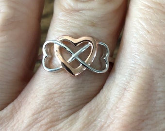 A 14K Rose Gold & 925 Sterling Silver Infinity Heart Promise Ring - Engagement Ring