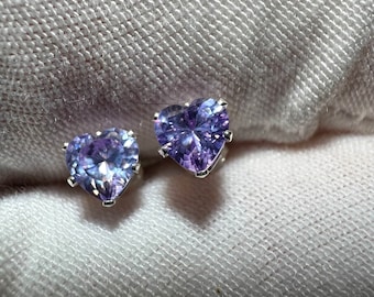 Light Purple Lavender Amethyst 5mm Heart Cut Studs - February Birthstone Earrings