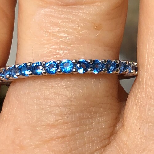 Natural shops Swiss Blue Topaz Full Eternity Wedding Band Stacking Ring