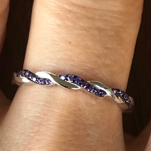 A Natural Purple Amethyst Wedding Band Stacking Ring