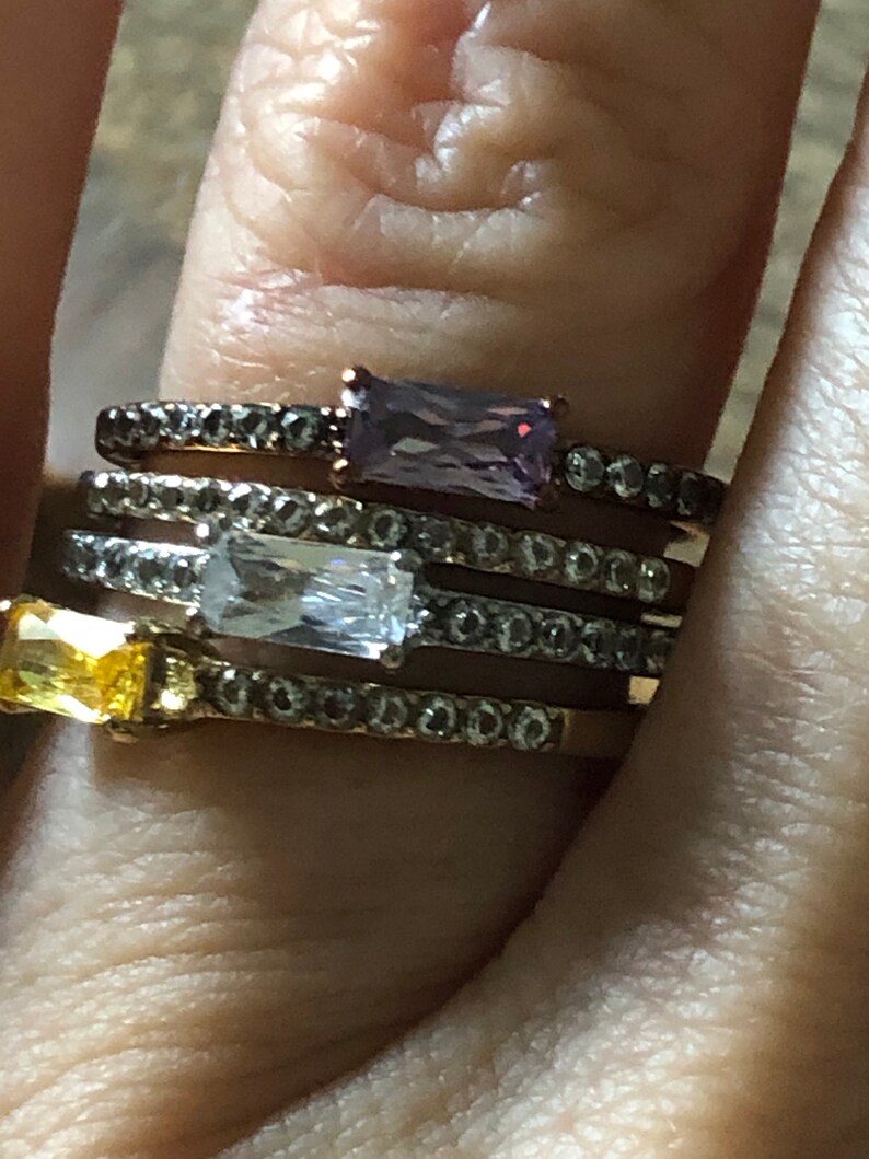 Vintage Citrine Amethyst Stacking Gem Bands
