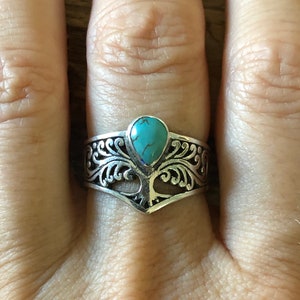 Celtic Tree of Life Natural Turquoise Ring