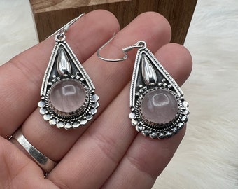 Sterling Silver Rose Quartz Earrings