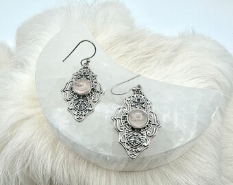 Sterling Silver Rose Quartz Earrings