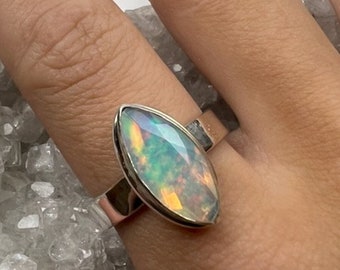 Sterling Silver Faceted Ethiopian Opal Ring