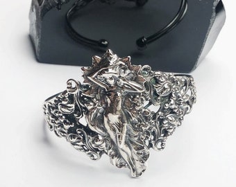 Sterling Silver Art Nouveau Inspired Cuff