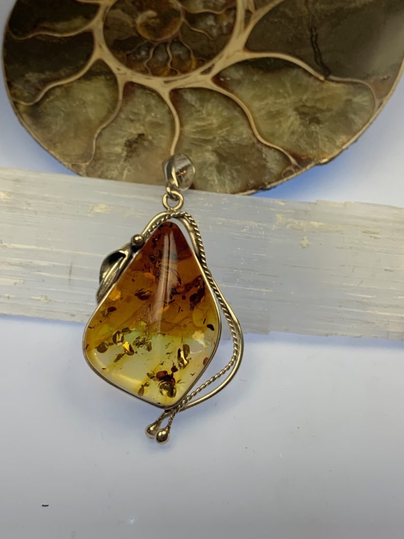 Sterling Silver Amber Pendant