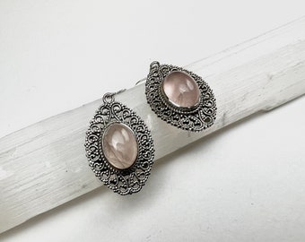 Sterling Silver Rose Quartz Earrings