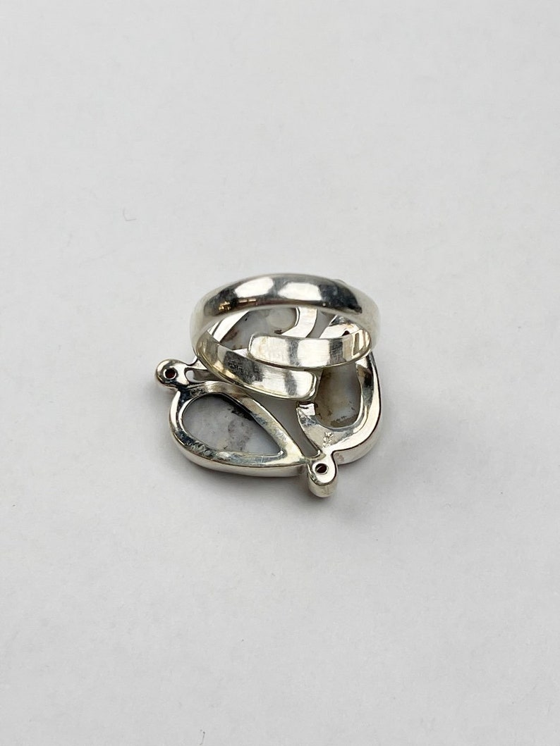 Statement Sterling Silver Ocean JasperGarnet Ring