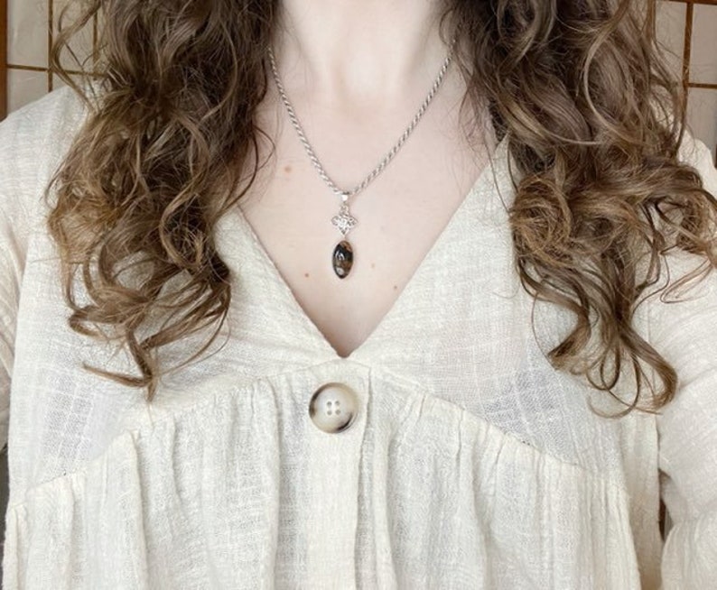 Sterling Silver Montana AgateClear Quartz Pendant