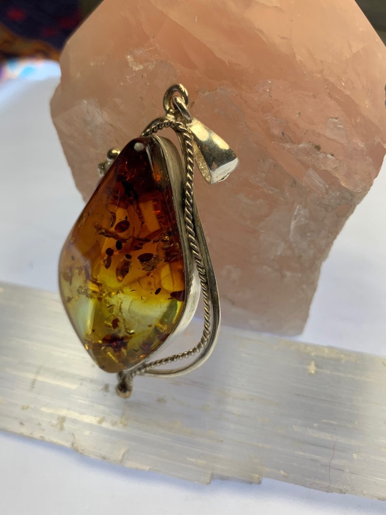 Sterling Silver Amber Pendant