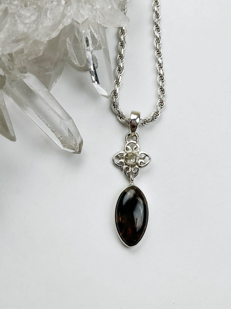 Sterling Silver Montana AgateClear Quartz Pendant