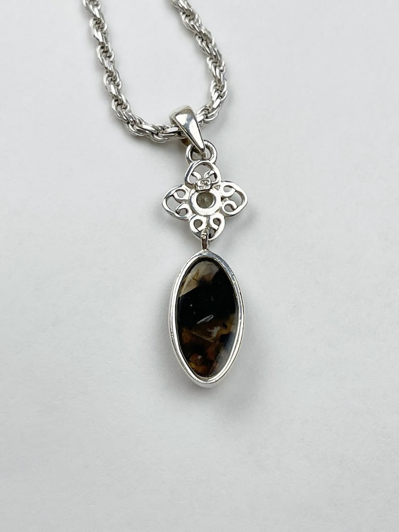 Sterling Silver Montana AgateClear Quartz Pendant