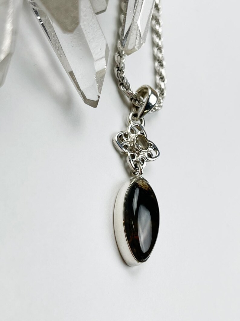 Sterling Silver Montana AgateClear Quartz Pendant