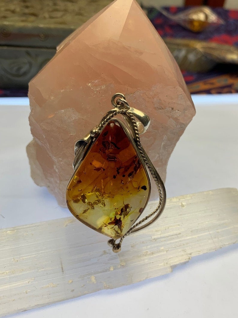 Sterling Silver Amber Pendant