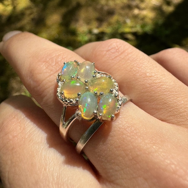Size 8 1/2 Sterling Silver Ethiopian Opal Ring