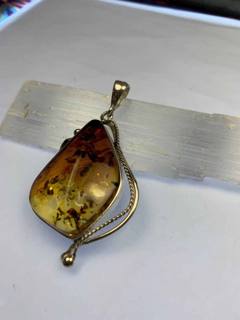 Sterling Silver Amber Pendant