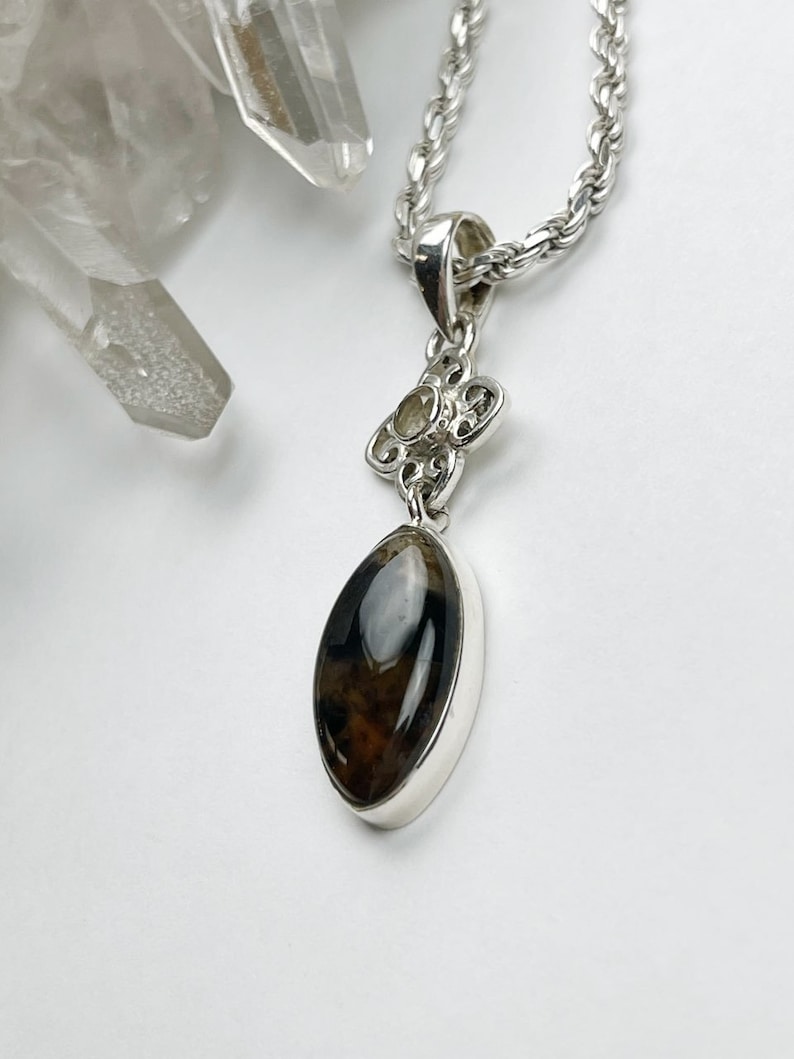 Sterling Silver Montana AgateClear Quartz Pendant