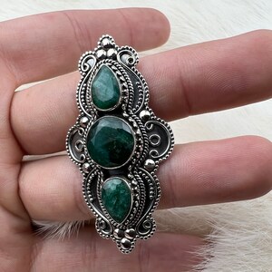Sterling Silver Emerald Starement Ring