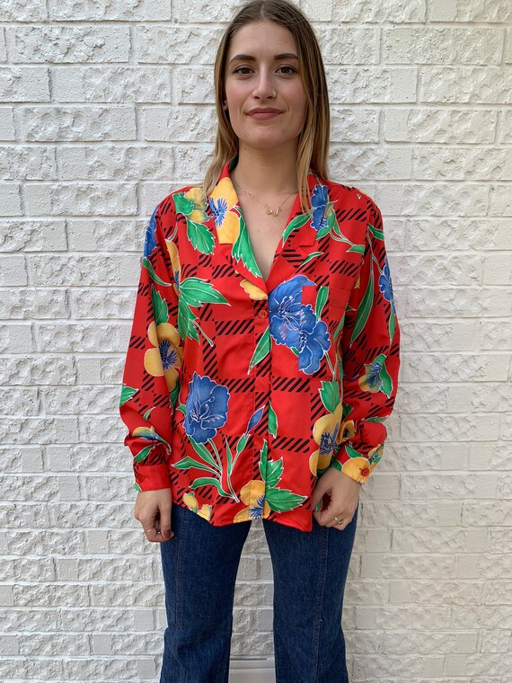 Vintage 1990's Tropical Print Blouse