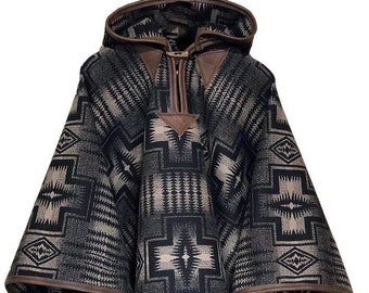 Poncho da equitazione Harding con finiture in pelle nera e marrone chiaro