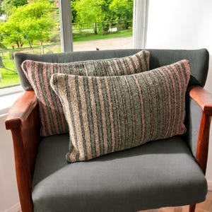 SALE 2 Large (16”x24” 40x60cm) Wool Pillow cases in Hemrich Stripe