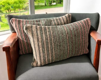 SALE 2 Large (16”x24” 40x60cm) Wool Pillow cases in Hemrich Stripe