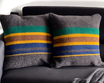 SALE 2 Large Wool Pillow case in Yakima Oxford 19”x19”