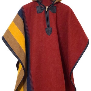 Zion Camp Poncho – Hooded Reversible Wool Cape with Leather Trim | Antler Toggle | Western Outerwear Handmade in Wyoming
