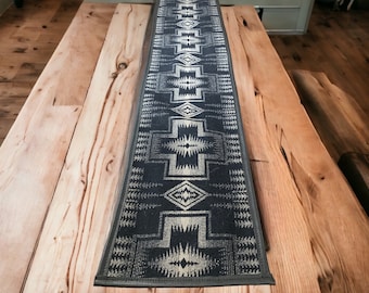Table Runner Home Decor Harding Black/Tan & Black Leather Reversible