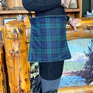Mountain Boho Satchel in Black Watch Plaid, Heather Wool