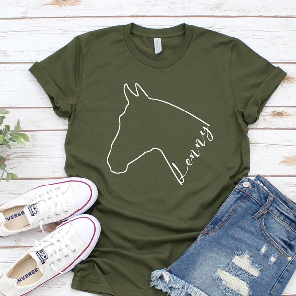 Personalized Horse Head Shirt, Custom Equestrian T-Shirt, Gift For Horse Lover, Horse Riding, Horse Racing, Western Unisex Tee Farmer