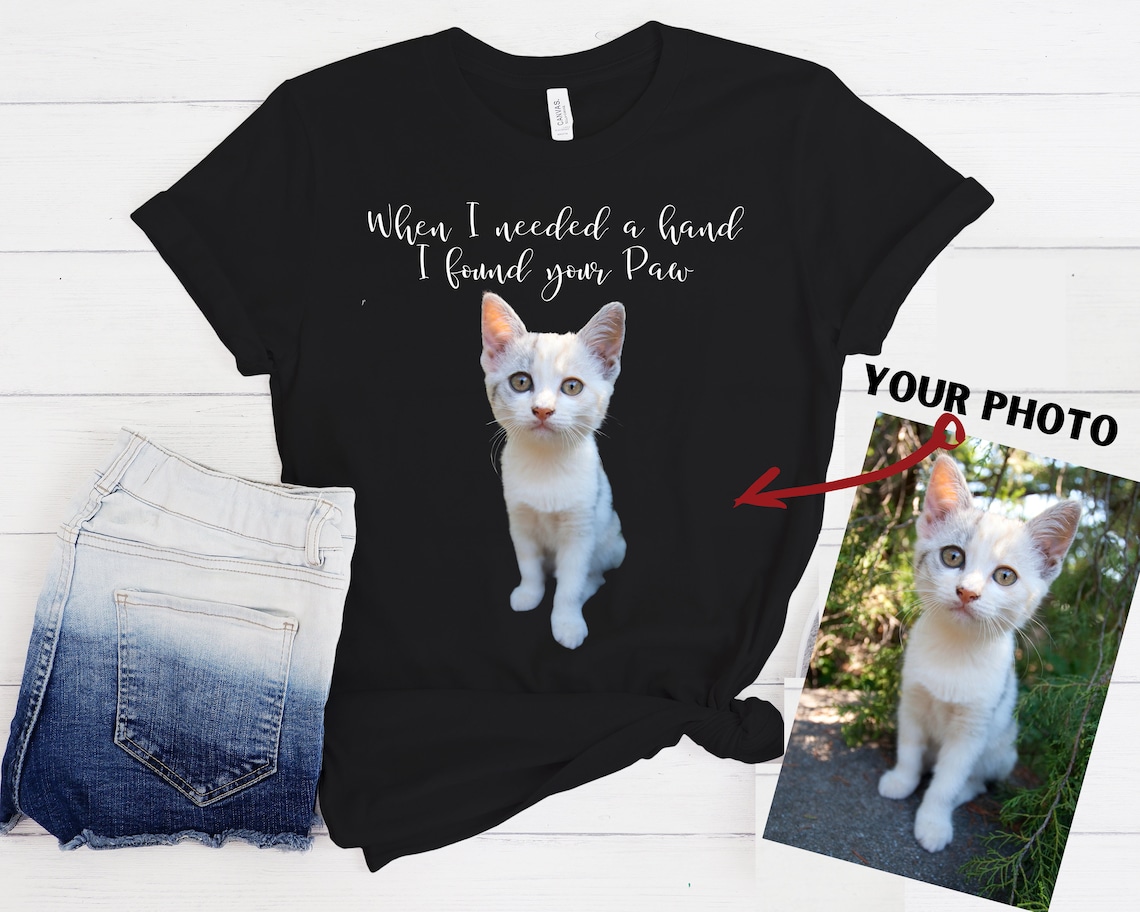 Cat Quotes Photo Unisex Tee Customizable Cat TShirt Custom Etsy