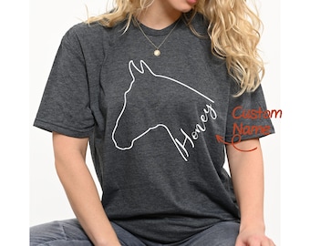 Customized Horse Tee For Equestrian Enthusiasts, Shirt With Custom Name, Personalized Horse T-shirt, Custom Horse Riding Shirt